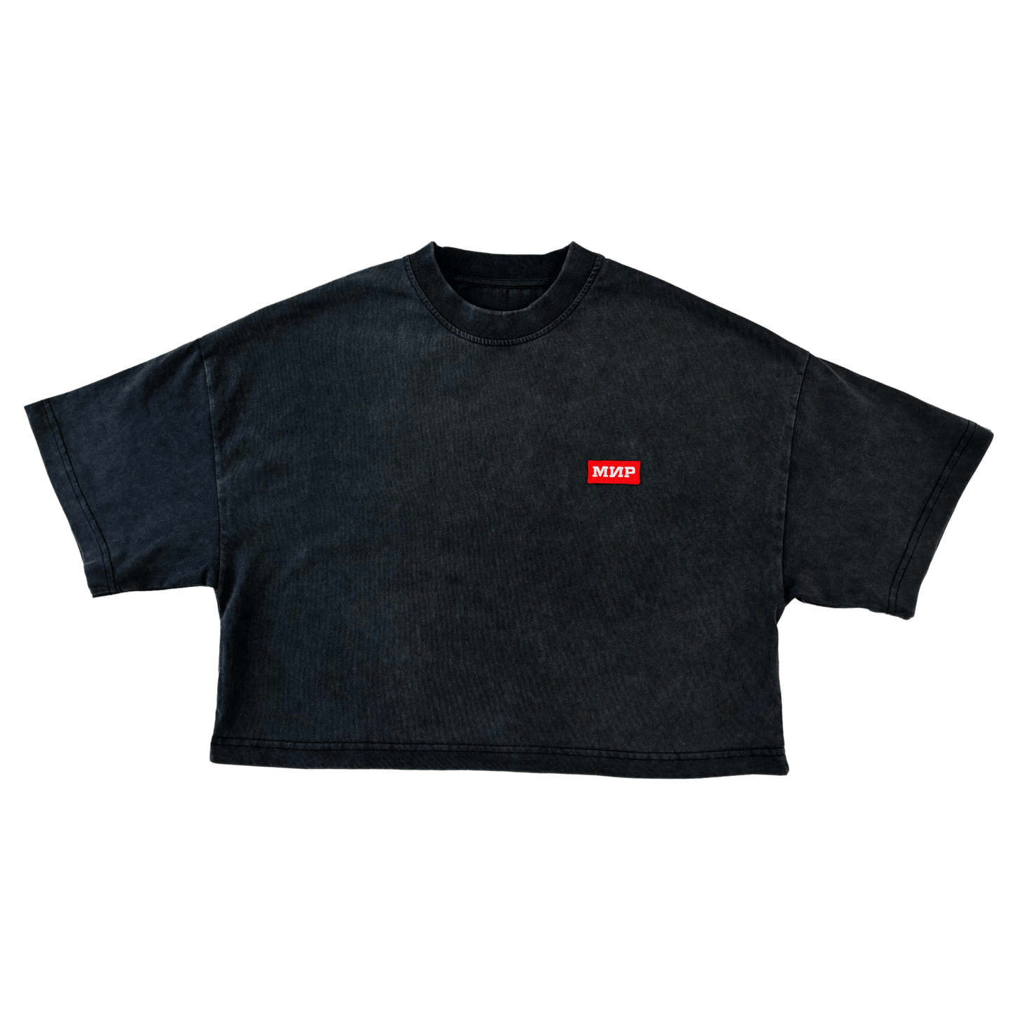 Vintage Black Cropped Oversized Tee